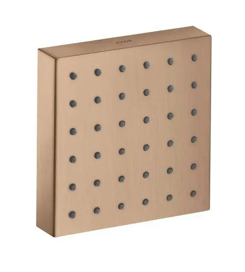 Brausemodul mit quadratischer Form, ausgestattet mit einer matten Oberfläche und mehreren schwarzen Düsen, hergestellt von AXOR.